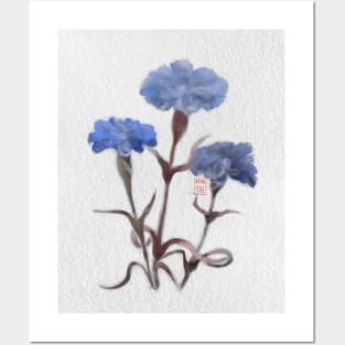 watercolor and sumiE ink cornflowers Posters and Art